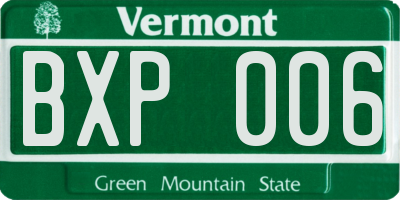 VT license plate BXP006