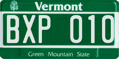 VT license plate BXP010