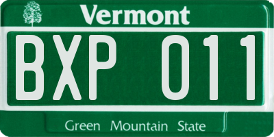 VT license plate BXP011