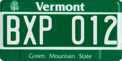 VT license plate BXP012