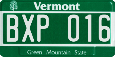 VT license plate BXP016