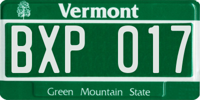 VT license plate BXP017