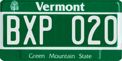 VT license plate BXP020
