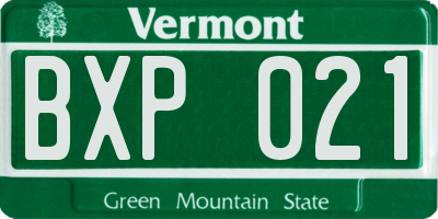 VT license plate BXP021