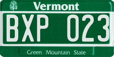 VT license plate BXP023