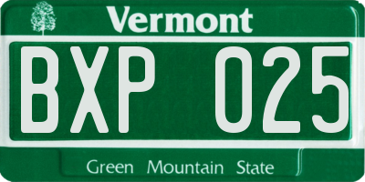 VT license plate BXP025