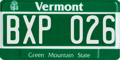 VT license plate BXP026