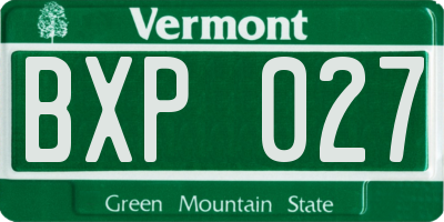 VT license plate BXP027