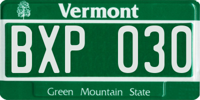 VT license plate BXP030