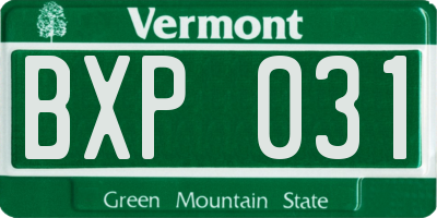 VT license plate BXP031