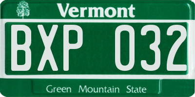 VT license plate BXP032