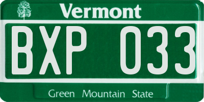 VT license plate BXP033