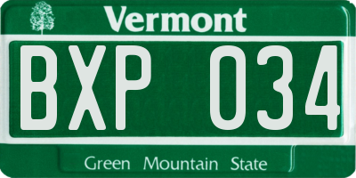 VT license plate BXP034