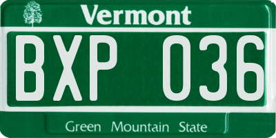 VT license plate BXP036