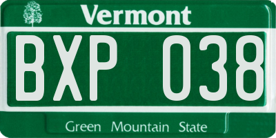 VT license plate BXP038
