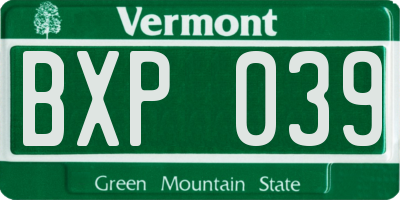 VT license plate BXP039