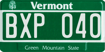 VT license plate BXP040