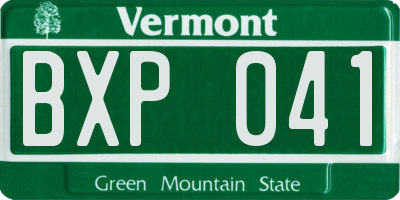 VT license plate BXP041