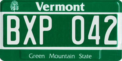 VT license plate BXP042