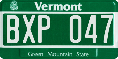 VT license plate BXP047