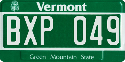 VT license plate BXP049