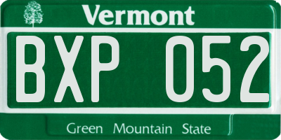 VT license plate BXP052