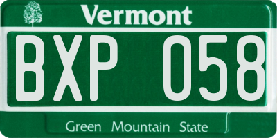 VT license plate BXP058