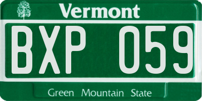 VT license plate BXP059