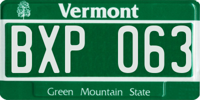 VT license plate BXP063