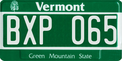 VT license plate BXP065