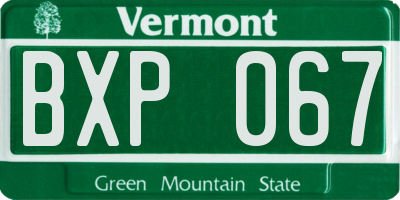 VT license plate BXP067
