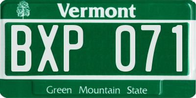 VT license plate BXP071