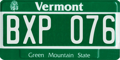 VT license plate BXP076