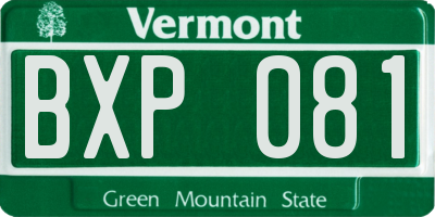 VT license plate BXP081