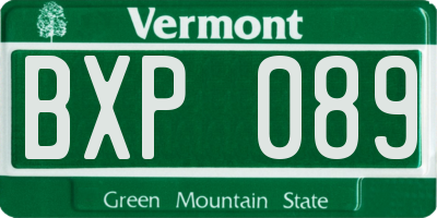 VT license plate BXP089
