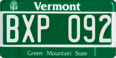 VT license plate BXP092