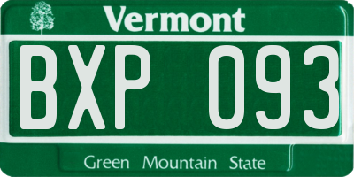 VT license plate BXP093