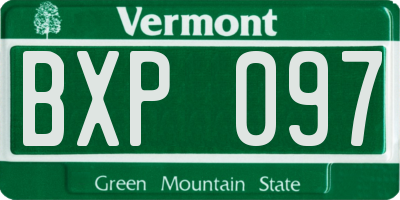 VT license plate BXP097