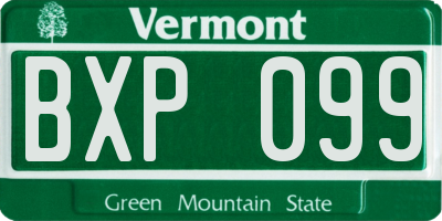 VT license plate BXP099