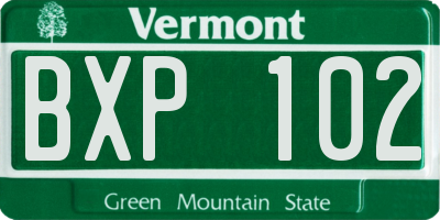 VT license plate BXP102