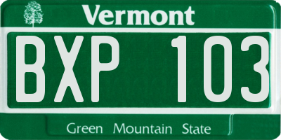 VT license plate BXP103