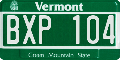 VT license plate BXP104