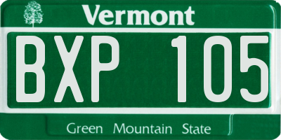 VT license plate BXP105