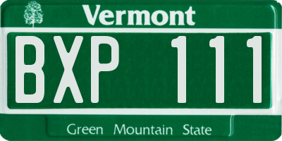 VT license plate BXP111