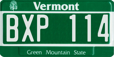 VT license plate BXP114