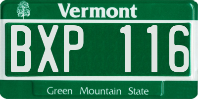VT license plate BXP116
