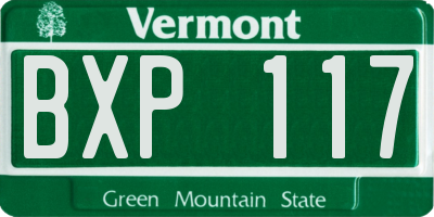 VT license plate BXP117