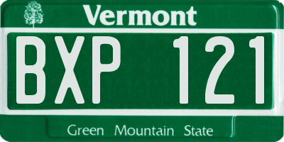 VT license plate BXP121