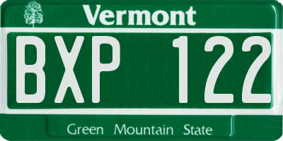 VT license plate BXP122