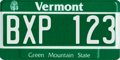 VT license plate BXP123
